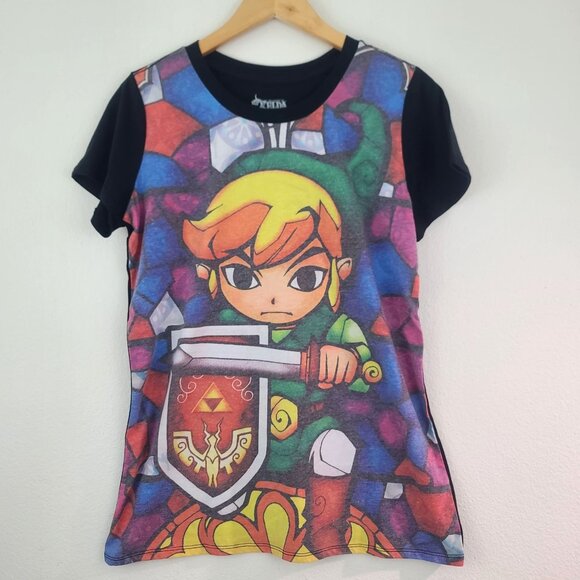 The Legend Of Zelda Womens Sz L The Wind Waker Stained Glass Link Top T-Shirt - Picture 1 of 5